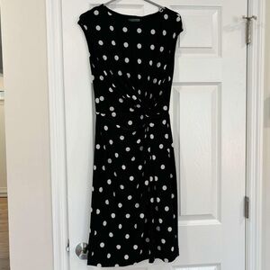 Lauren by Ralph Lauren Women's Black Polka Dot Dress Size 10 EUC